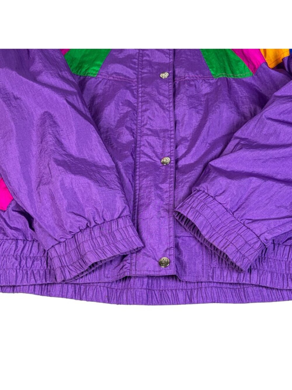 Vintage 80s Andy Johns Colorblock Nylon Windbreaker Anorak Jacket Womens Size L - Picture 8 of 8